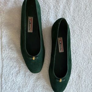 Talbots Green Suede Flats with Gold Accent - SIZE 7